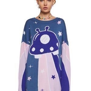 dELiA*s Blue and Pink UFO Sweater